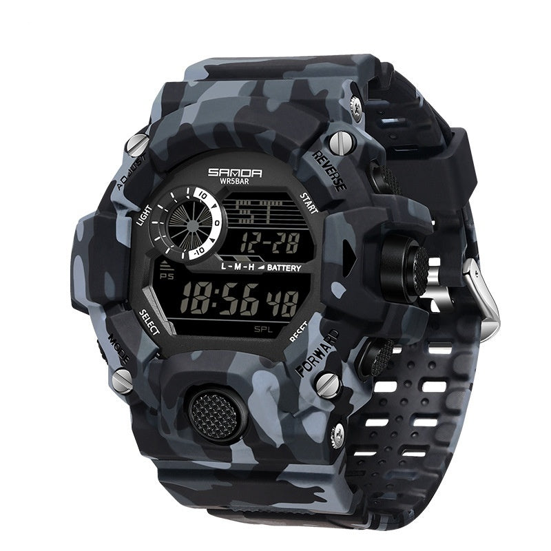 Shock Military Army Mens Watch In Camouflage  Style With LED Digital Back Light With Luminous  Effect