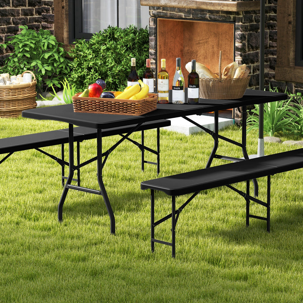 6 ft Portable Folding Table 350 LBS Fold-in-Half Table with HDPE Tabletop