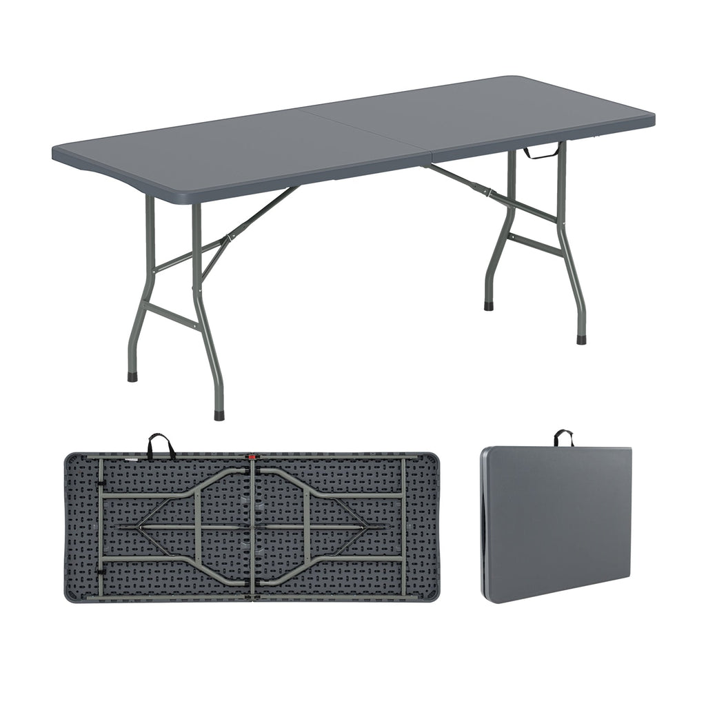 6 ft Portable Folding Table 350 LBS Fold-in-Half Table with HDPE Tabletop