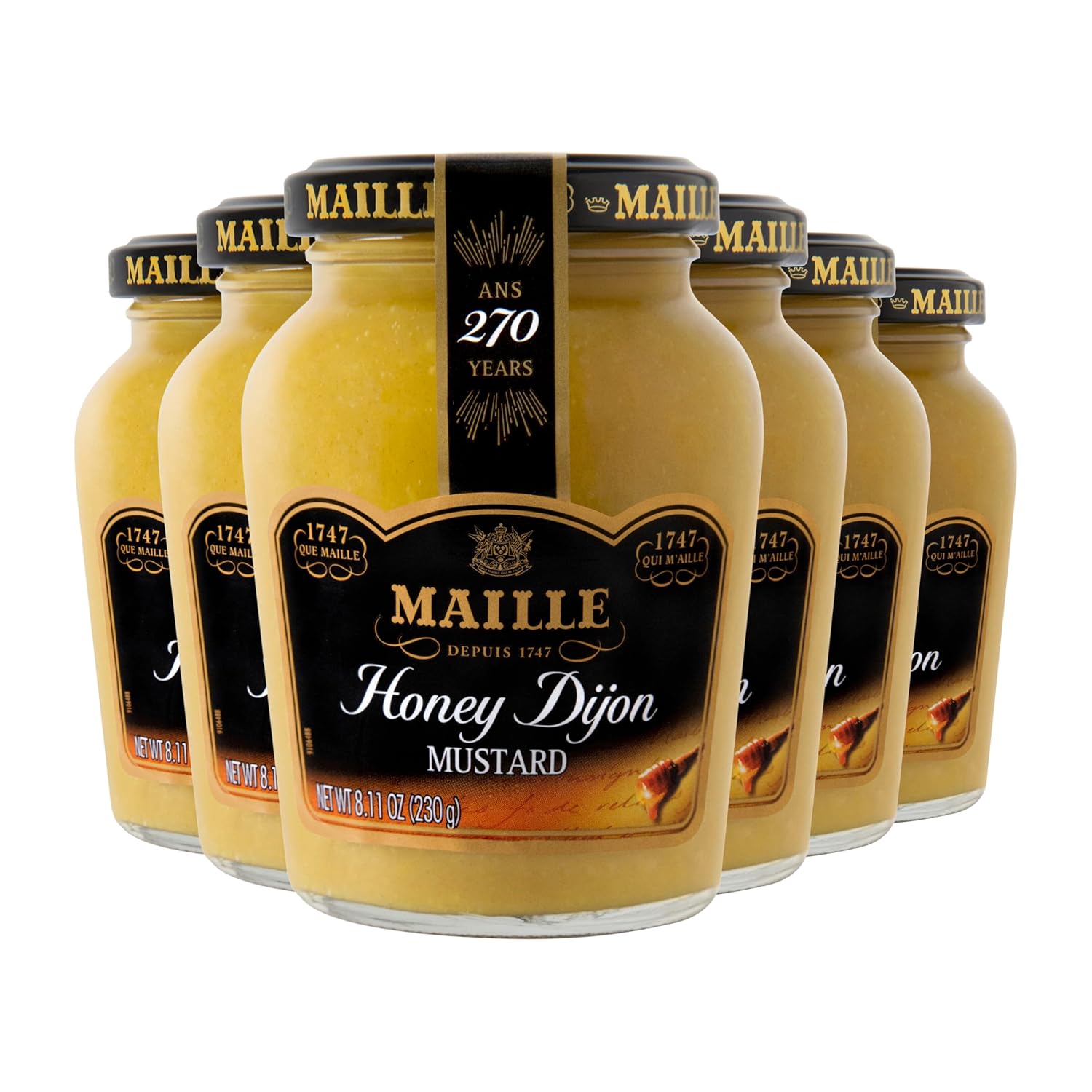 Maille Dijon Mustard with Real Honey, 6-Pack, 8 Oz.
