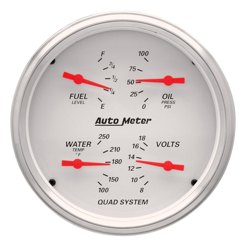AutoMeter Gauge Quad 5in. 240 Ohm(e) to 33 Ohm(f) Elec Arctic White 1310