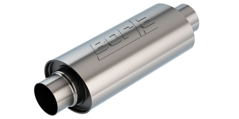 Borla Universal Muffler 5in. x 6.25in. X 13.5in. Body 18.5in. OAL 3in I.D. In/Out Brushed T-304 4ALEXR1993