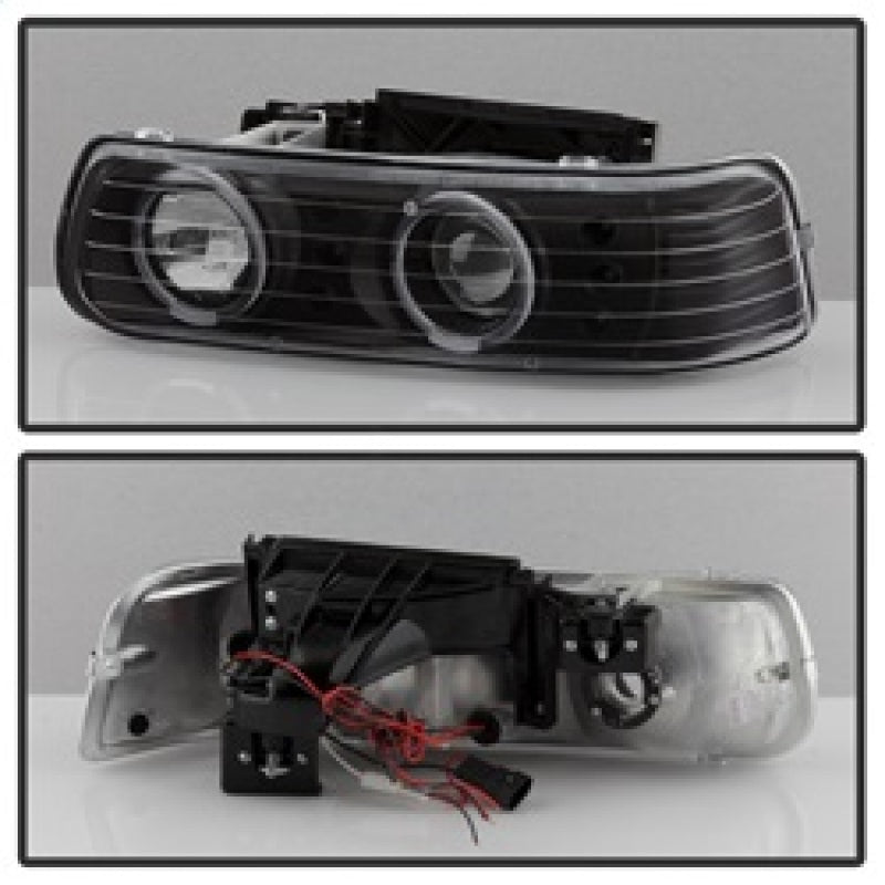 SPYDER xTune Chevy Silverado 1500/2500 99-02 Bumper Projector Headlights - LED - Black PRO-JH-CSIL99-SET-BK 9036781