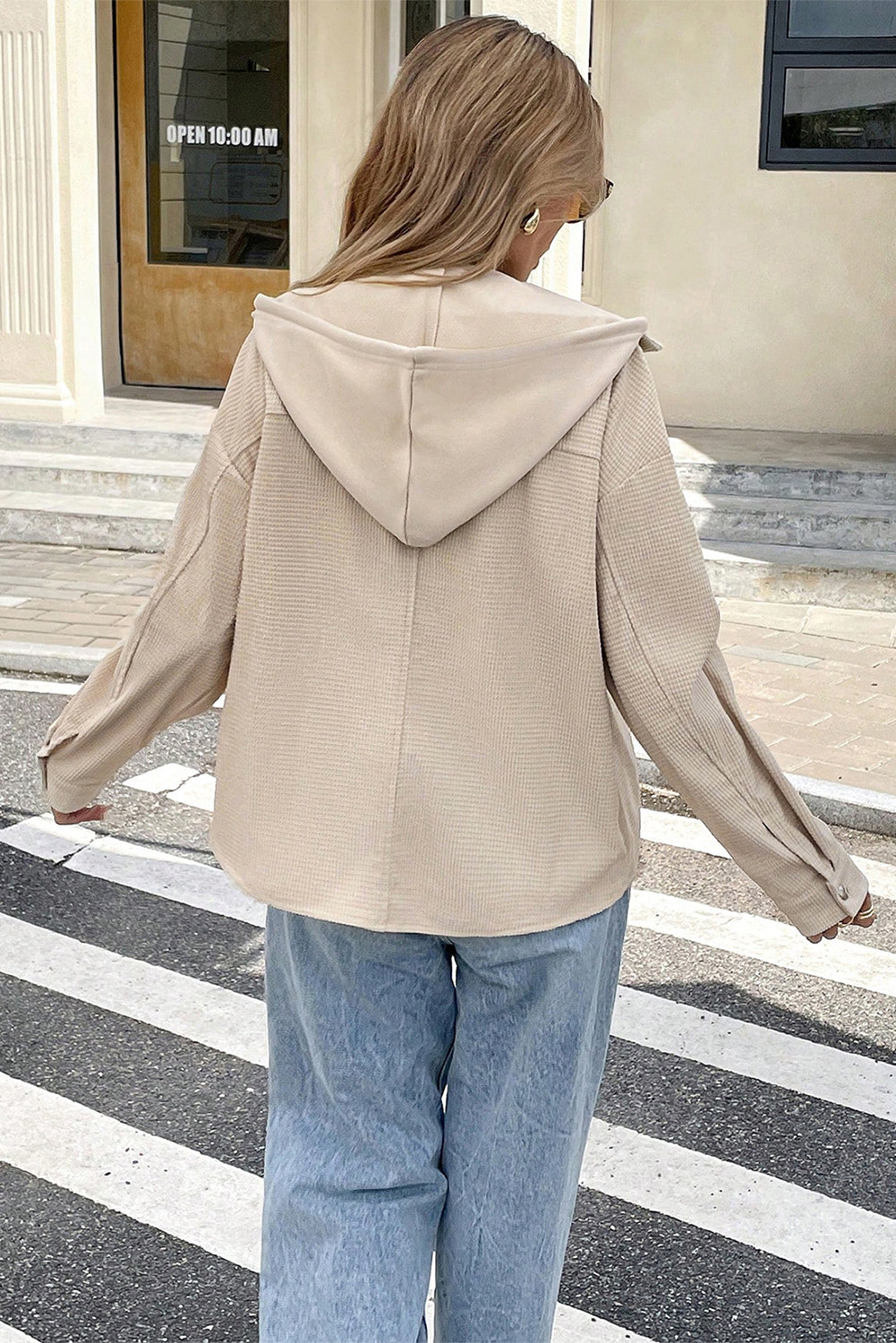 Laurel Green 2 in 1 Thermal Knit Textured Hooded Jacket