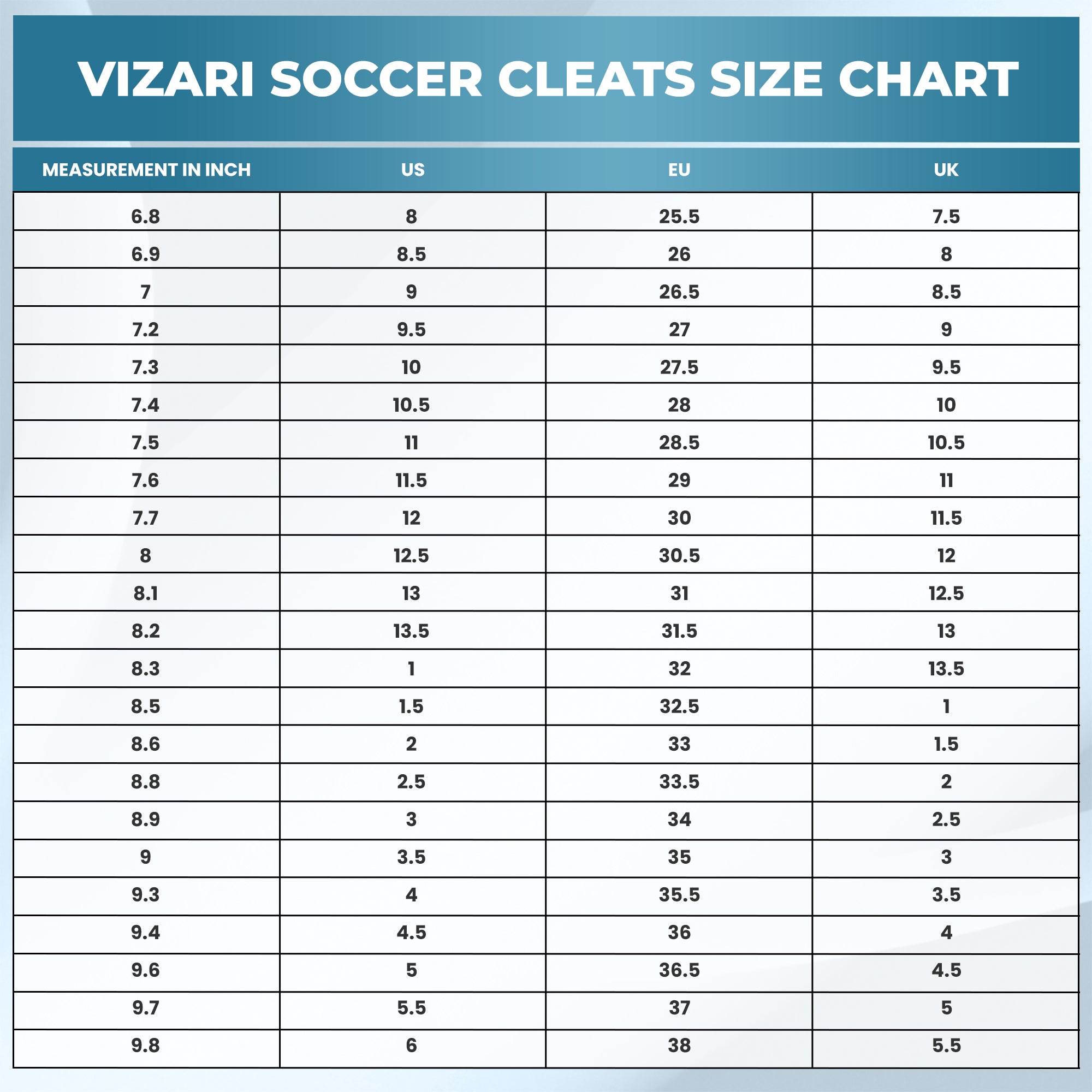 Vizari Zodiac JR Kids Firm Ground (FG) Soccer Cleats – Sky Blue, Youth Sizes 8C–6Y