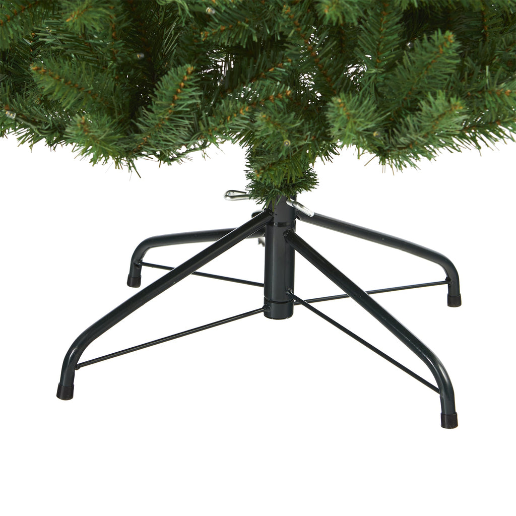 7' Slim Green Mountain Pine Artificial Christmas Tree with 300 Clear LED Lights