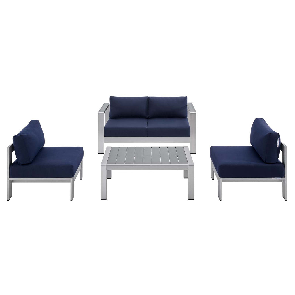 Shore 4 Piece Sunbrella¨ Fabric Outdoor Patio Aluminum Set by Modway