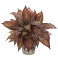 Musa Leaf Artificial Plant in Weathered Oak Planter