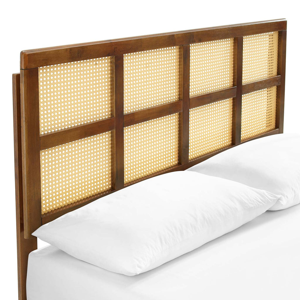 Sidney Cane and Wood Full Platform Bed With Splayed Legs by Modway
