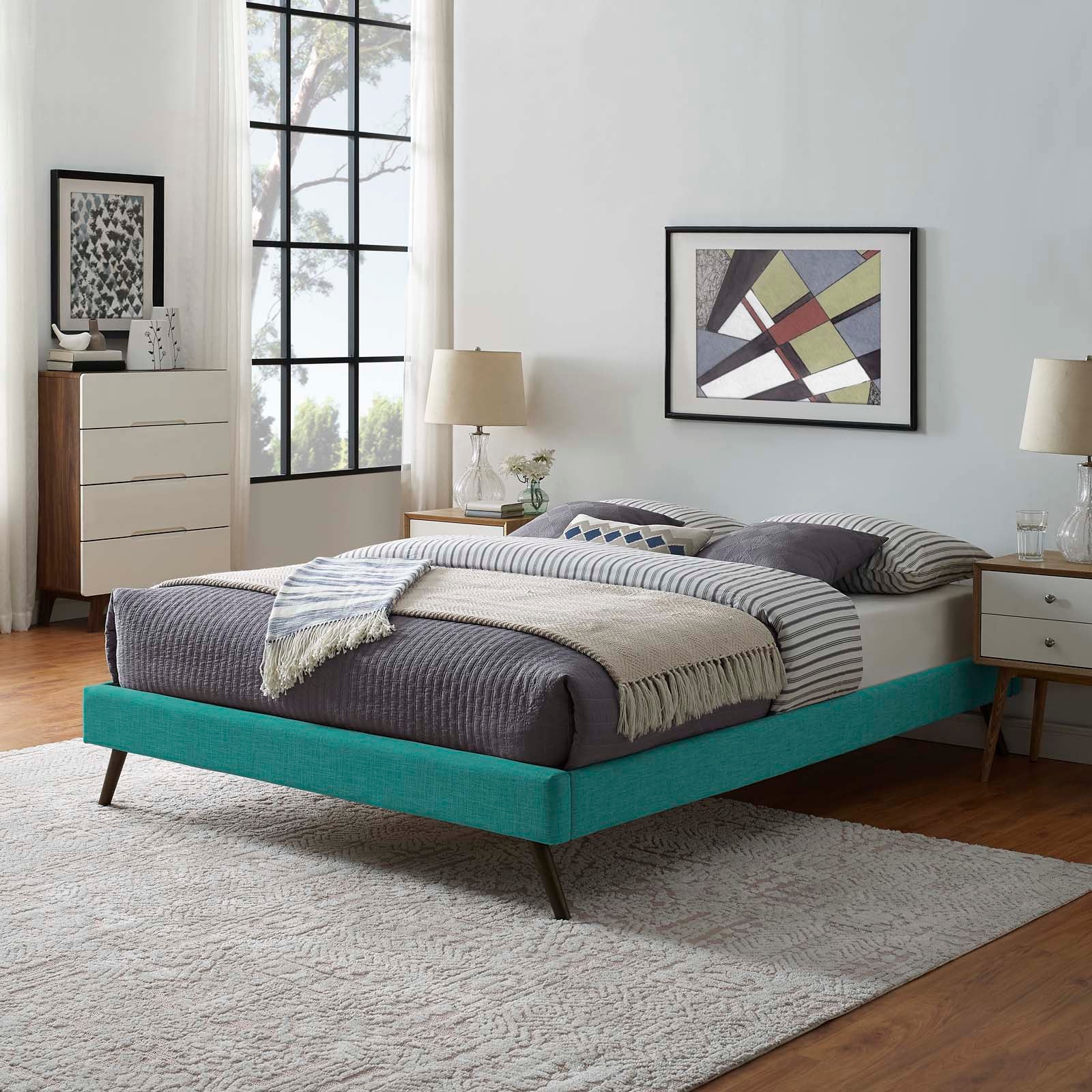 Loryn Fabric Full Bed Frame with Round Splayed Legs by Modway