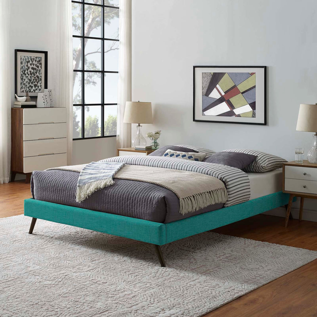 Loryn Fabric Queen Bed Frame with Round Splayed Legs by Modway