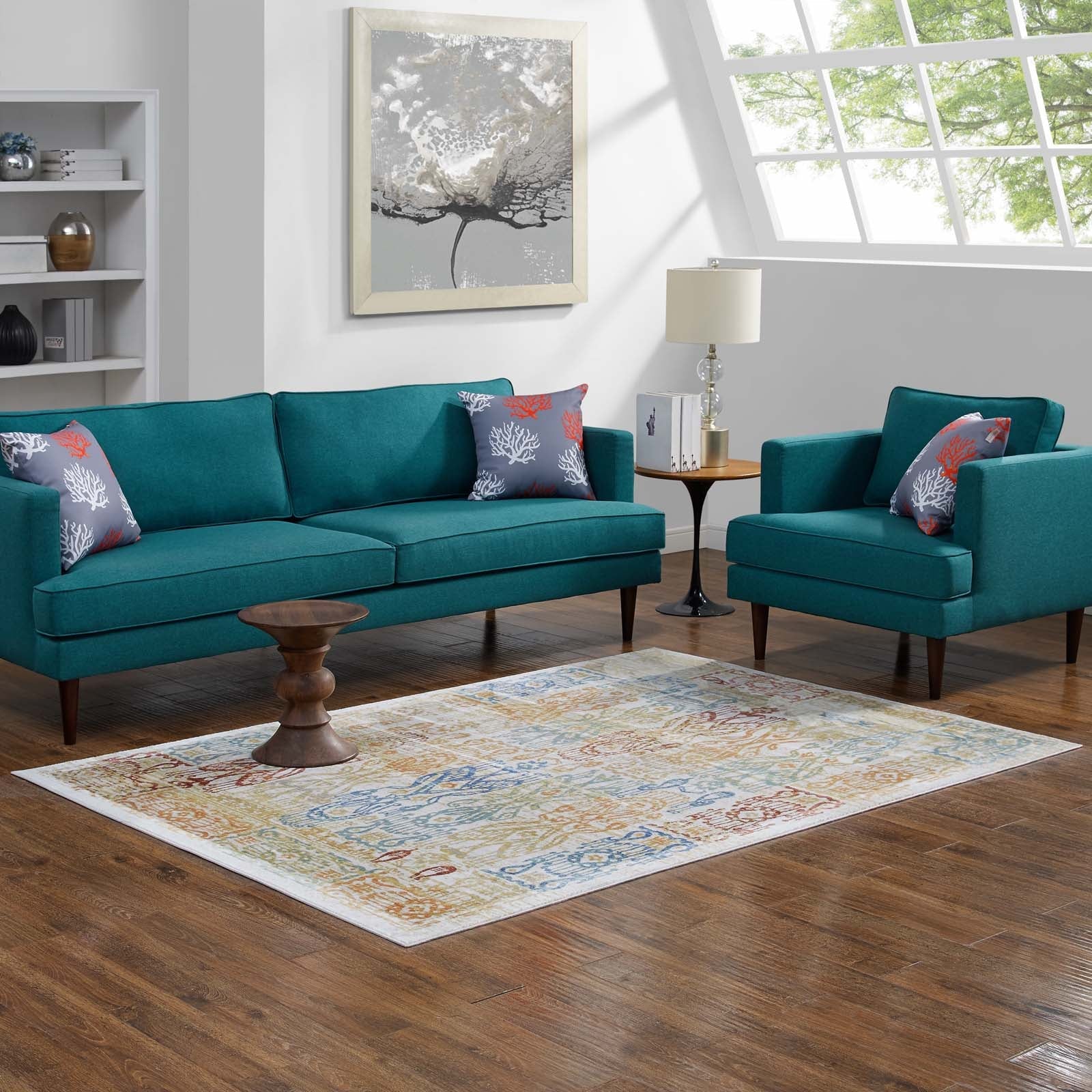 Solimar Distressed Southwestern Aztec 5x8 Area Rug by Modway
