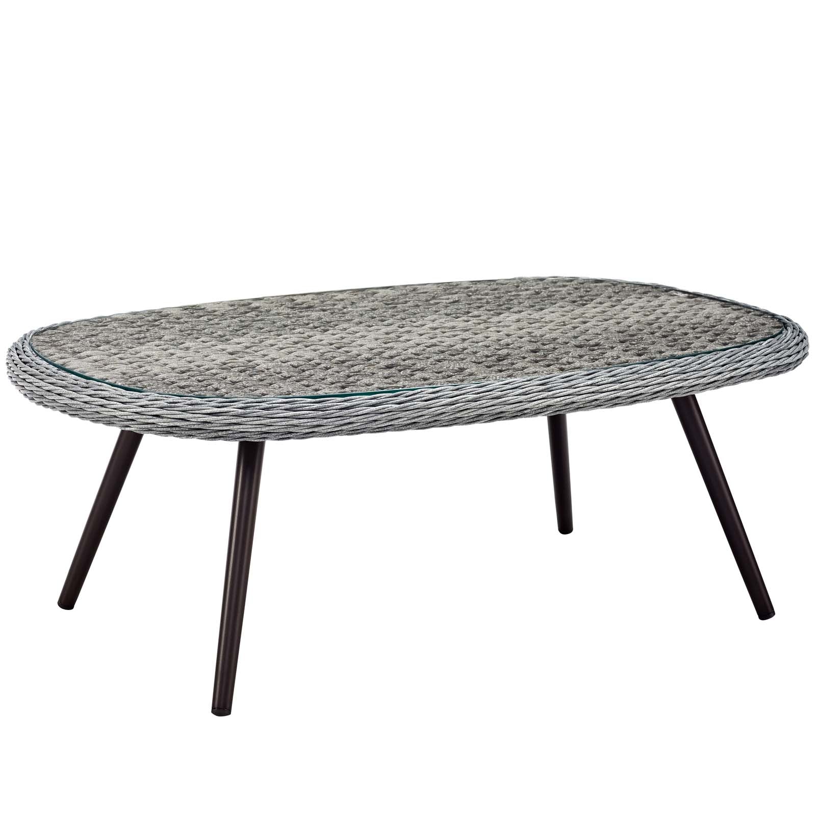 Endeavor 4 Piece Outdoor Patio Wicker Rattan Loveseat Armchair and Coffee Table Set by Modway