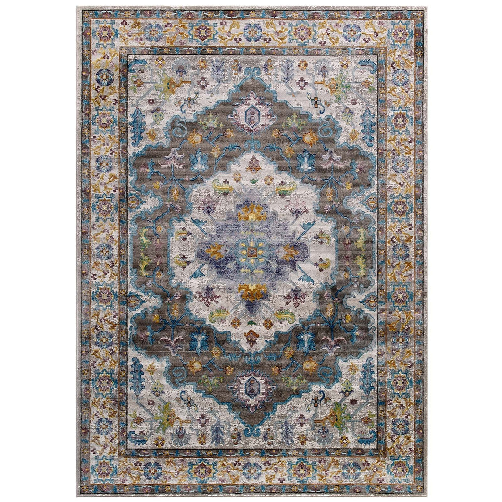 Success Anisah Distressed Floral Vintage Medallion 5x8 Area Rug by Modway