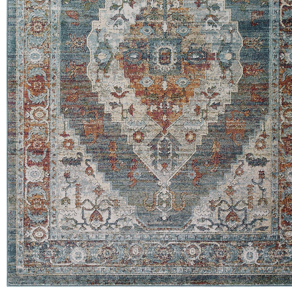 Tribute Camellia Distressed Vintage Floral Vintage Medallion 5x8 Area Rug by Modway