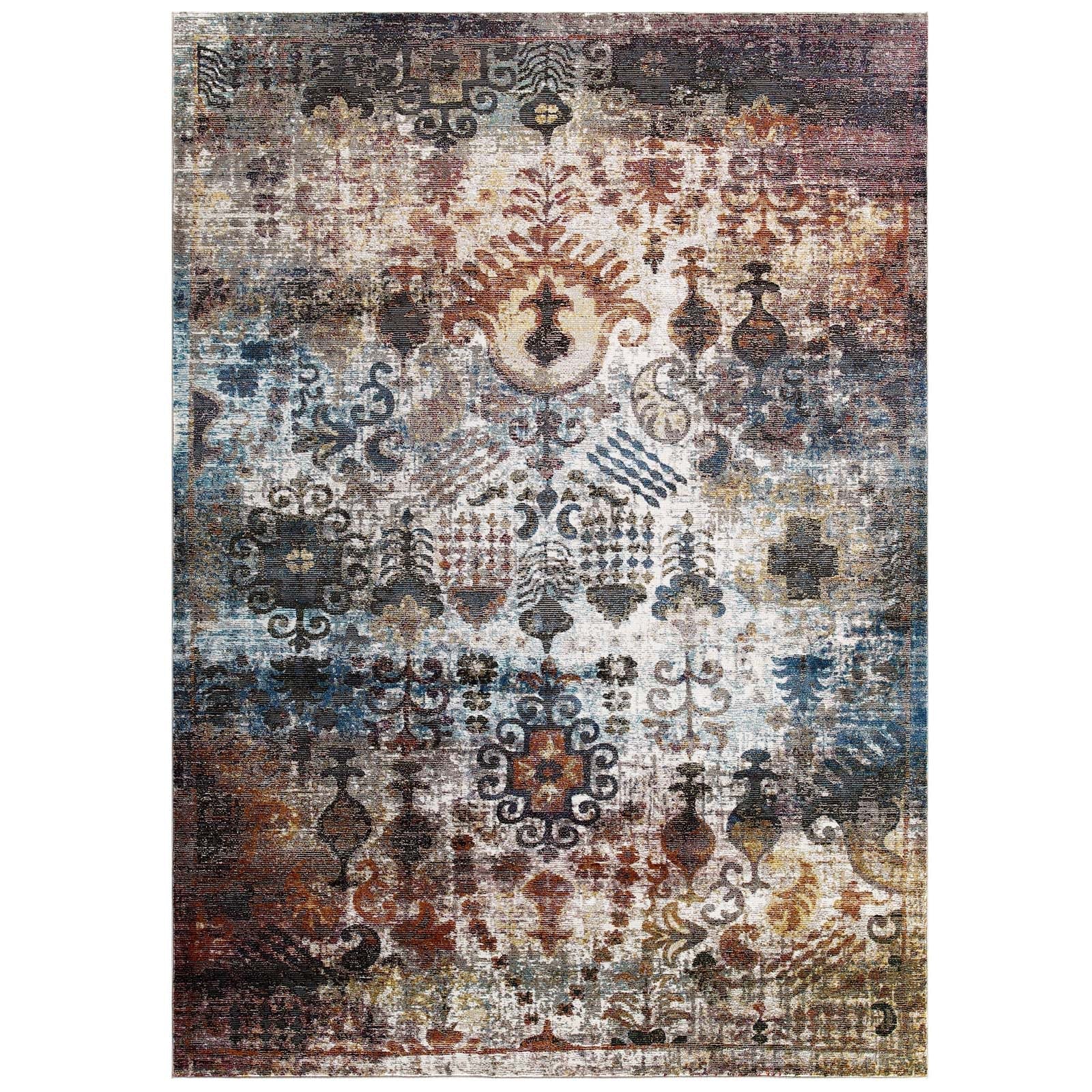Success Tahira Transitional Distressed Vintage Floral Moroccan Trellis 4x6 Area Rug by Modway