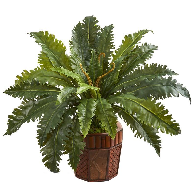 Marginatum Artificial Plant in Bamboo Finished Planter