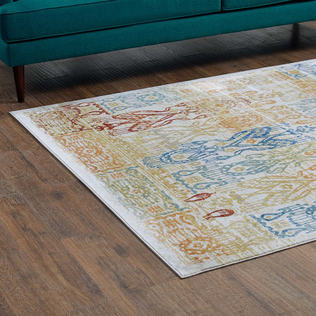 Solimar Distressed Southwestern Aztec 4x6 Area Rug by Modway