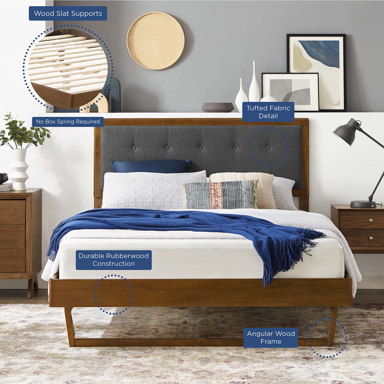 Willow Wood Full Platform Bed With Angular Frame by Modway