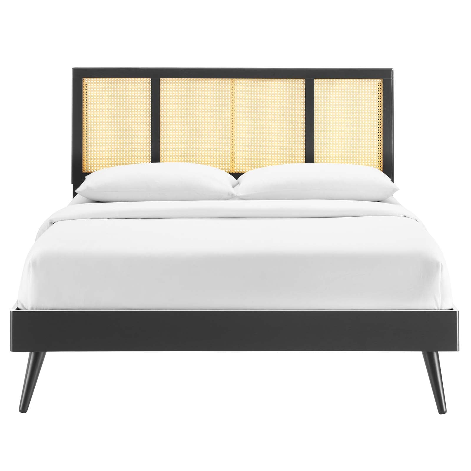 Kelsea Cane and Wood Queen Platform Bed With Splayed Legs by Modway