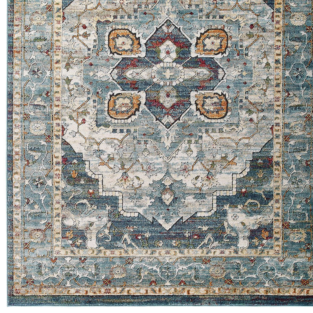 Tribute Diantha Distressed Vintage Floral Vintage Medallion 8x10 Area Rug by Modway