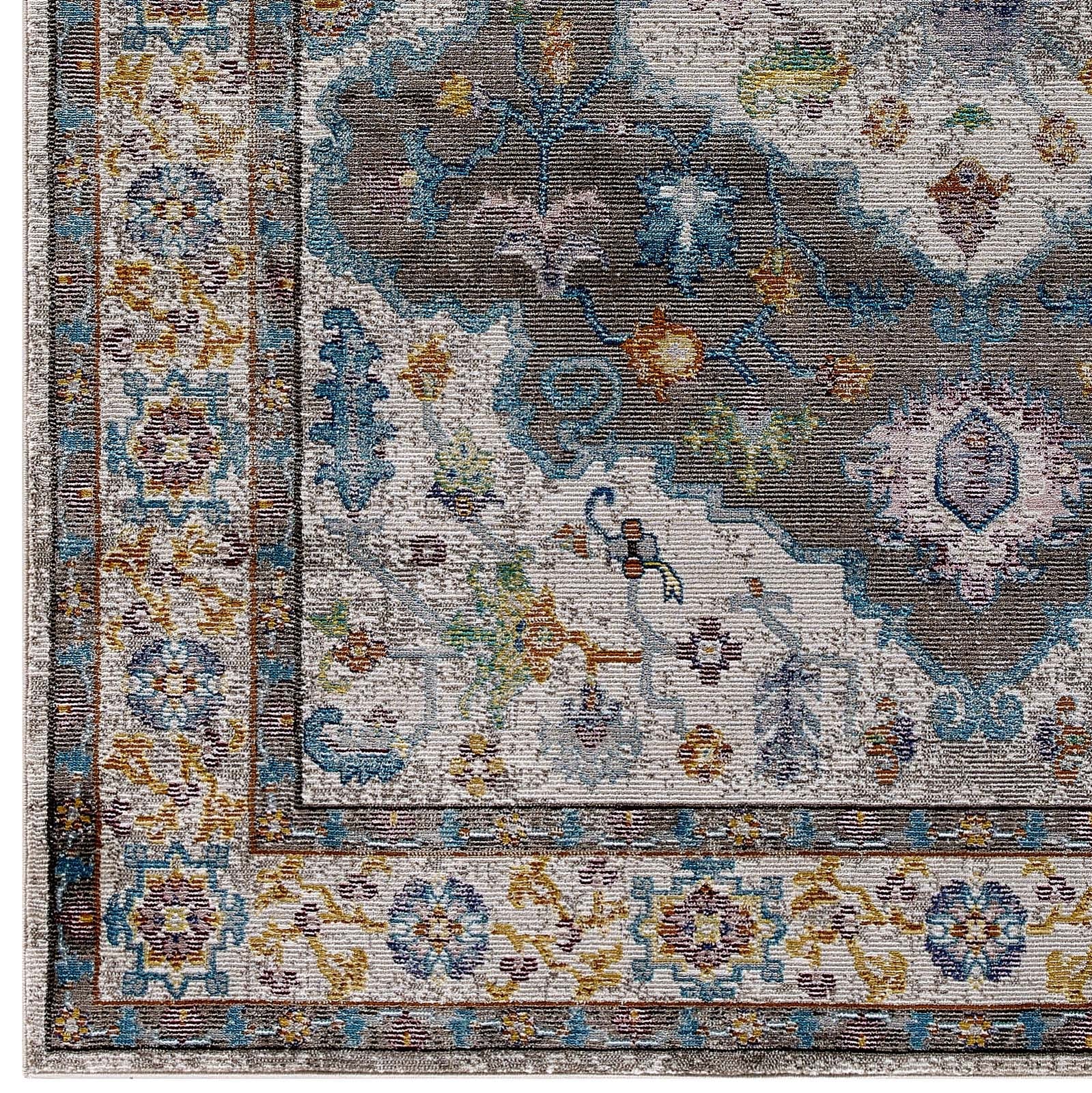 Success Anisah Distressed Floral Vintage Medallion 8x10 Area Rug by Modway
