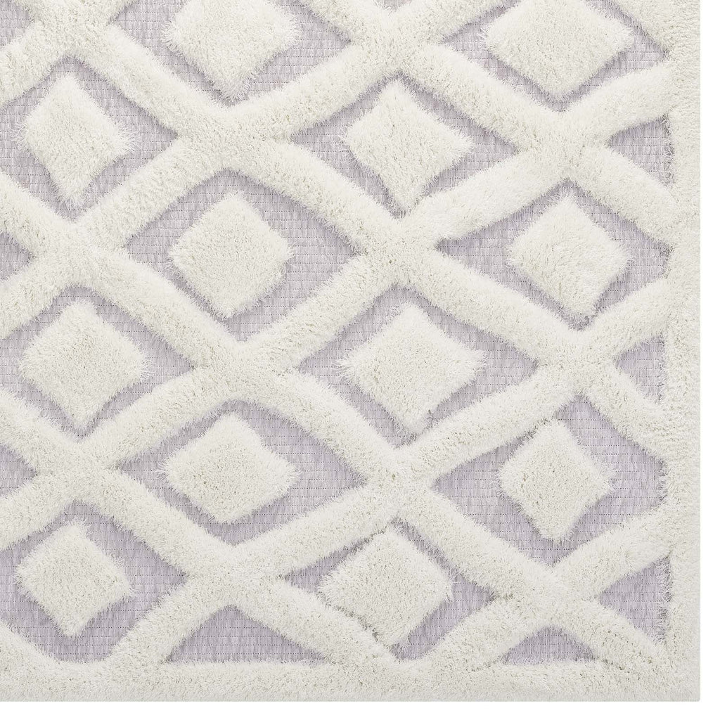 Whimsical Morsel Abstract Diamond Lattice Shag 5x8 Area Rug by Modway