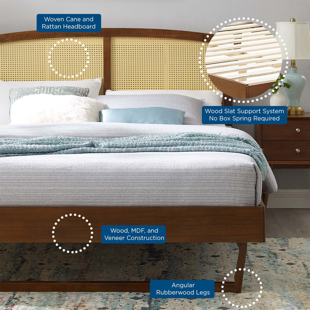 Sierra Cane and Wood Full Platform Bed With Angular Legs by Modway