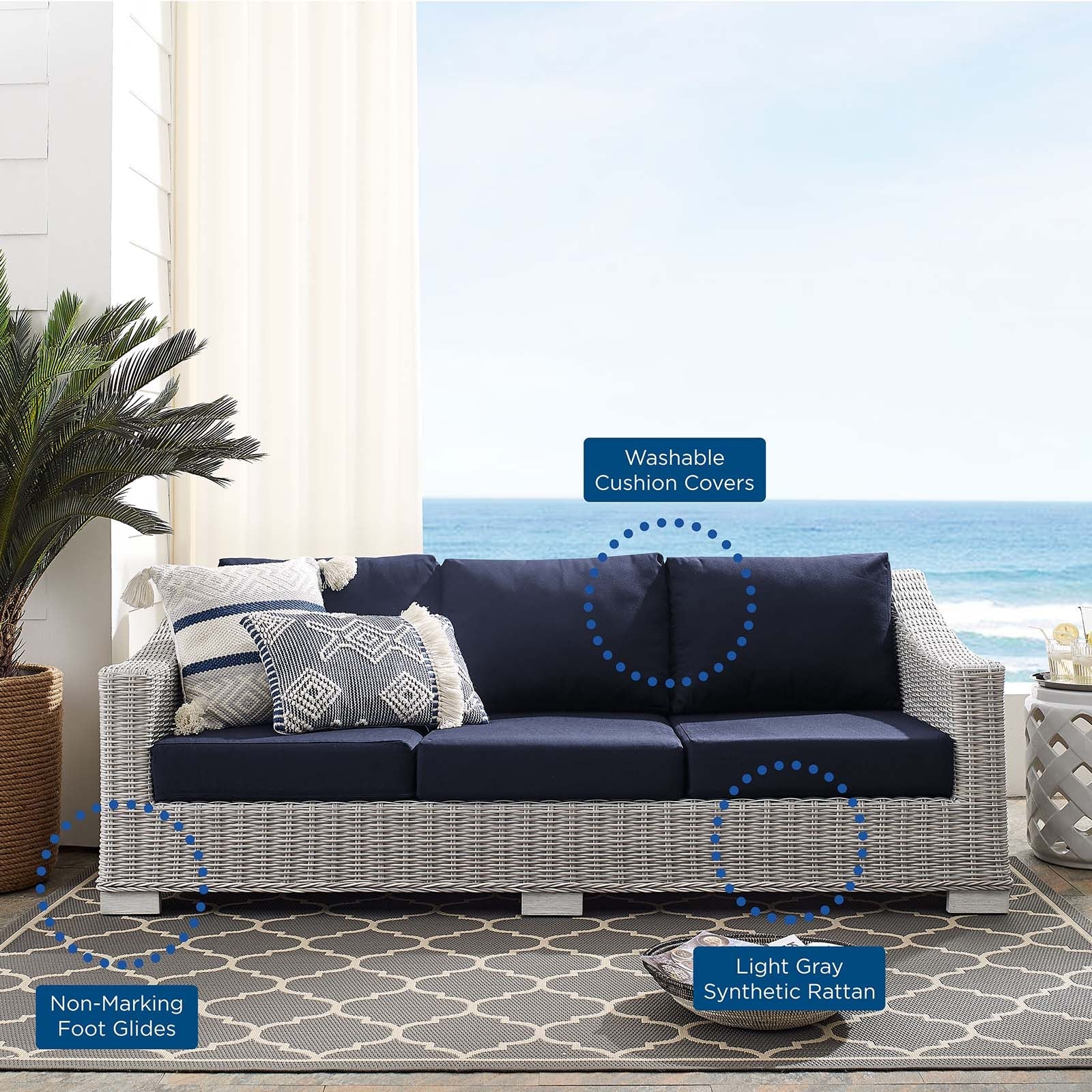 Conway Sunbrella¨ Outdoor Patio Wicker Rattan Sofa by Modway