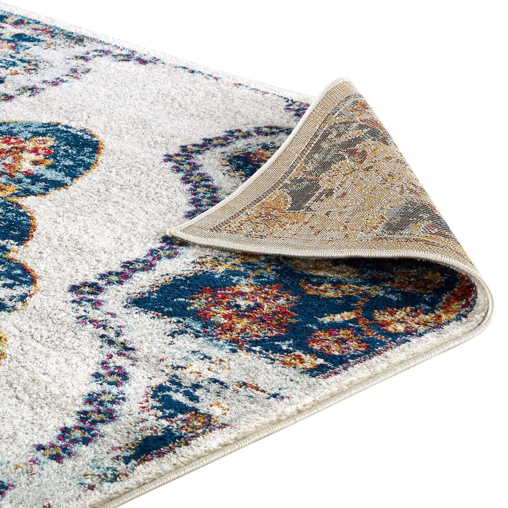 Entourage Malia Distressed Vintage Floral Vintage Medallion 8x10 Area Rug by Modway