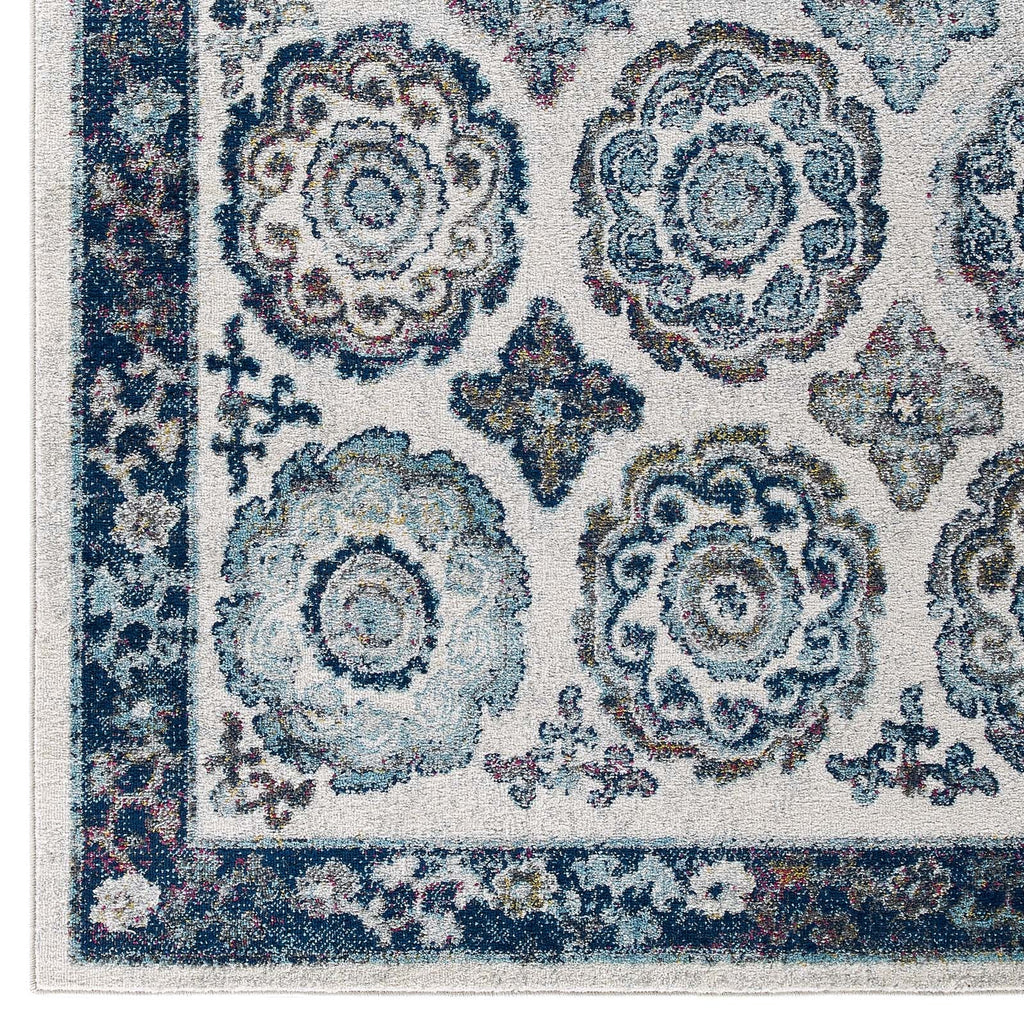 Entourage Odile Distressed Floral Moroccan Trellis 8x10 Area Rug by Modway