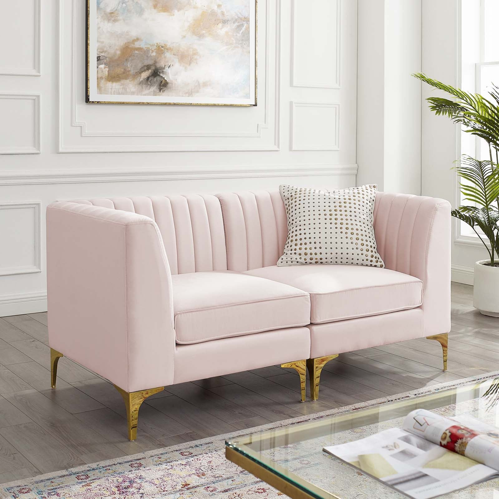 Triumph Channel Tufted Performance Velvet Loveseat by Modway