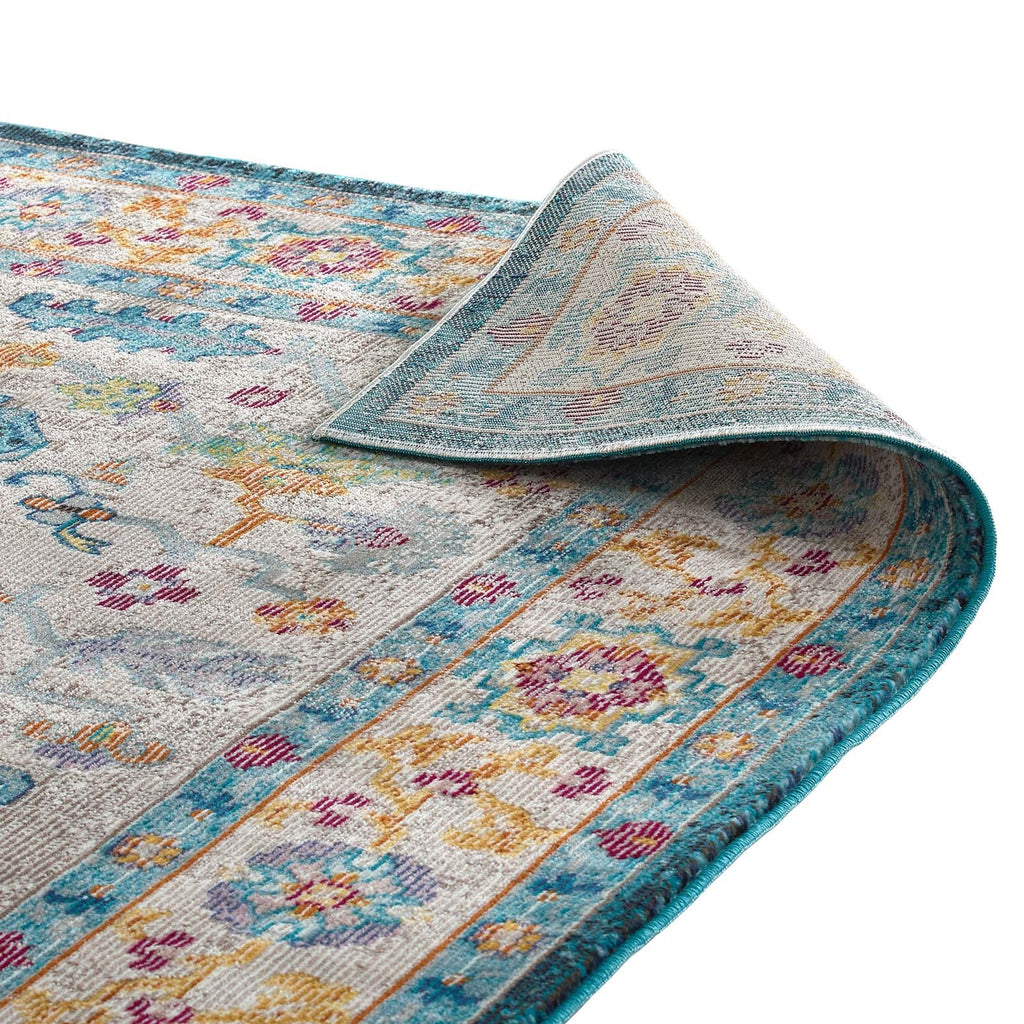 Success Anisah Distressed Floral Vintage Medallion 4x6 Area Rug by Modway