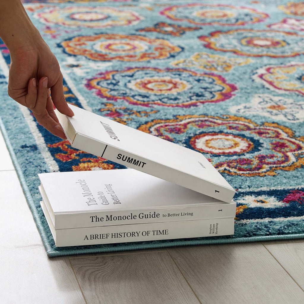 Entourage Odile Distressed Floral Moroccan Trellis 5x8 Area Rug by Modway