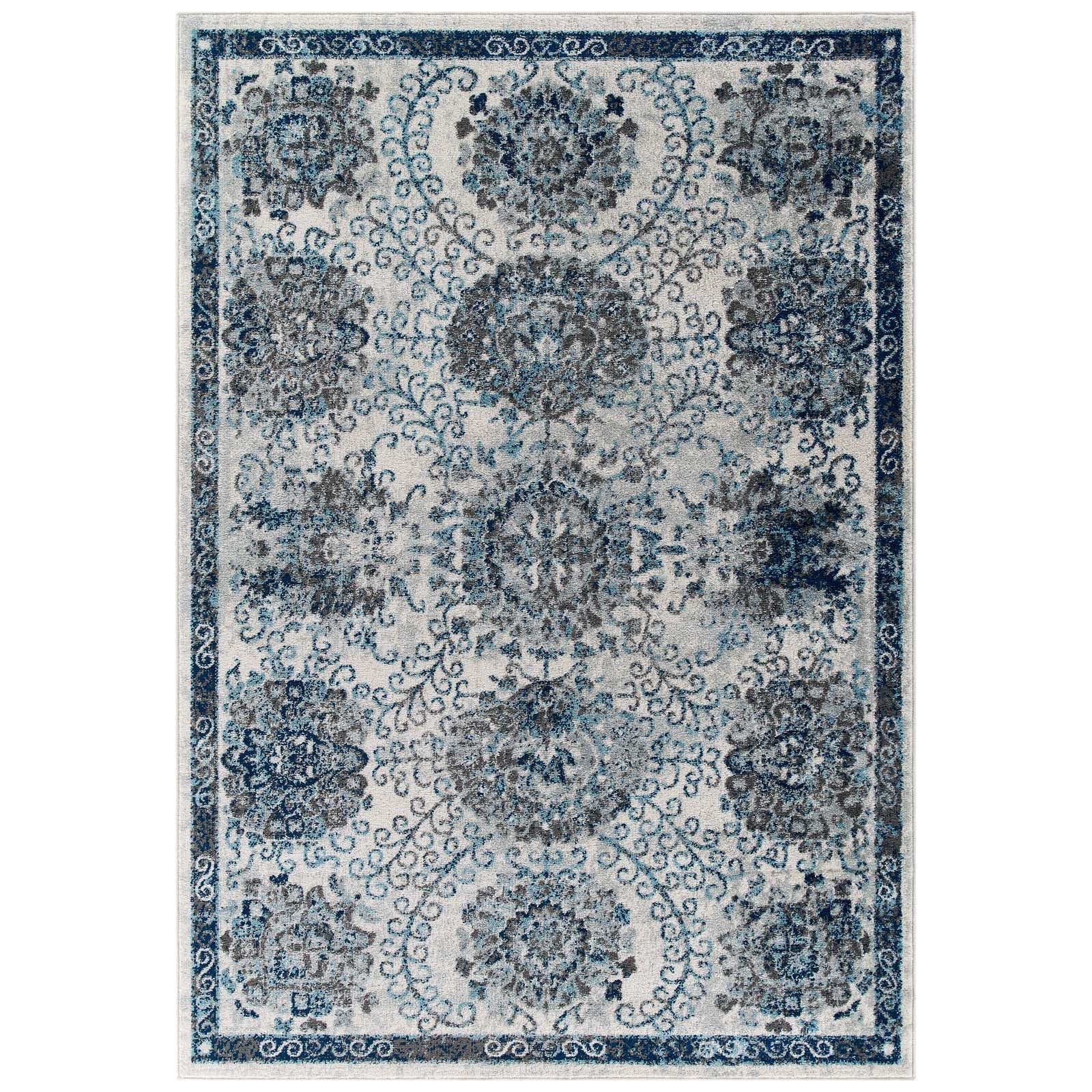 Entourage Kensie Distressed Floral Moroccan Trellis 8x10 Area Rug by Modway