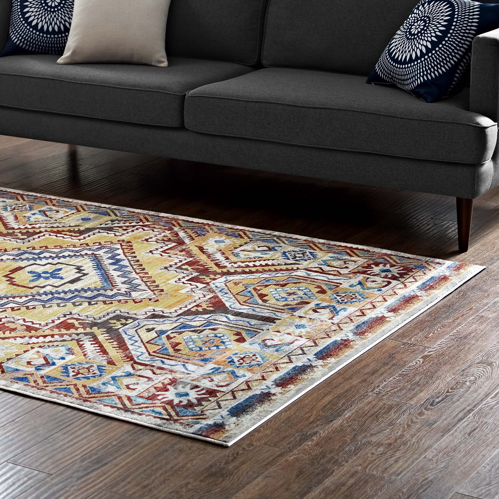 Florita Distressed Southwestern Aztec 8x10 Area Rug by Modway