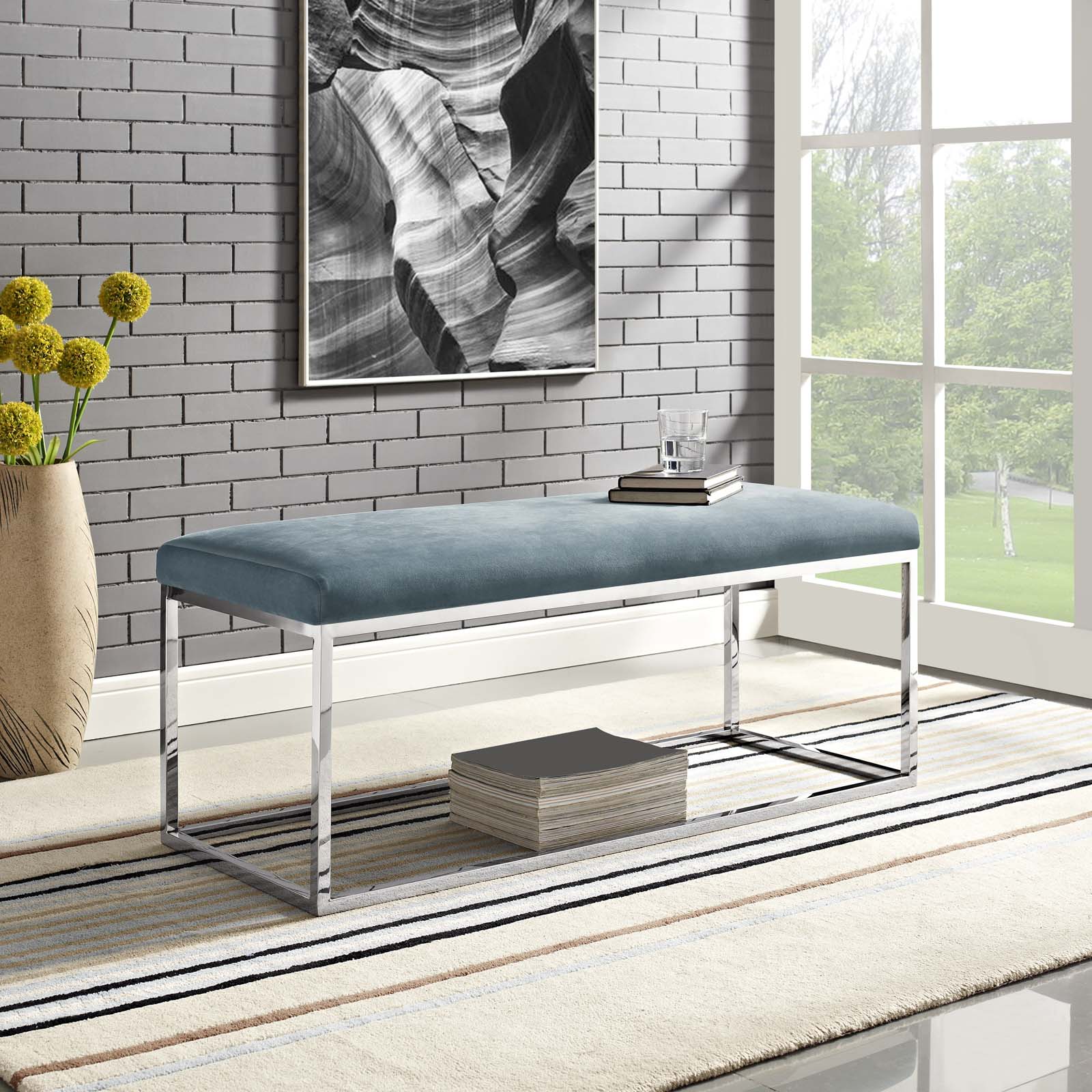 Anticipate Performance Velvet Bench by Modway