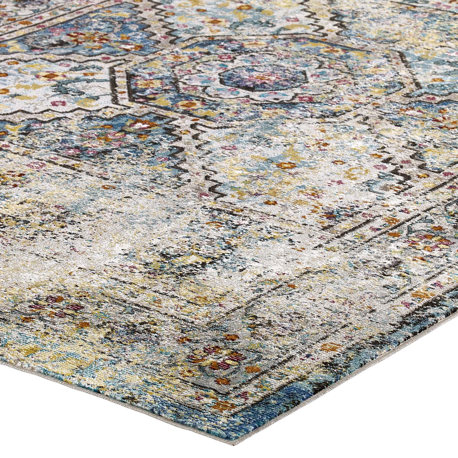 Success Jacinda Distressed Vintage Floral Vintage Medallion 8x10 Area Rug by Modway