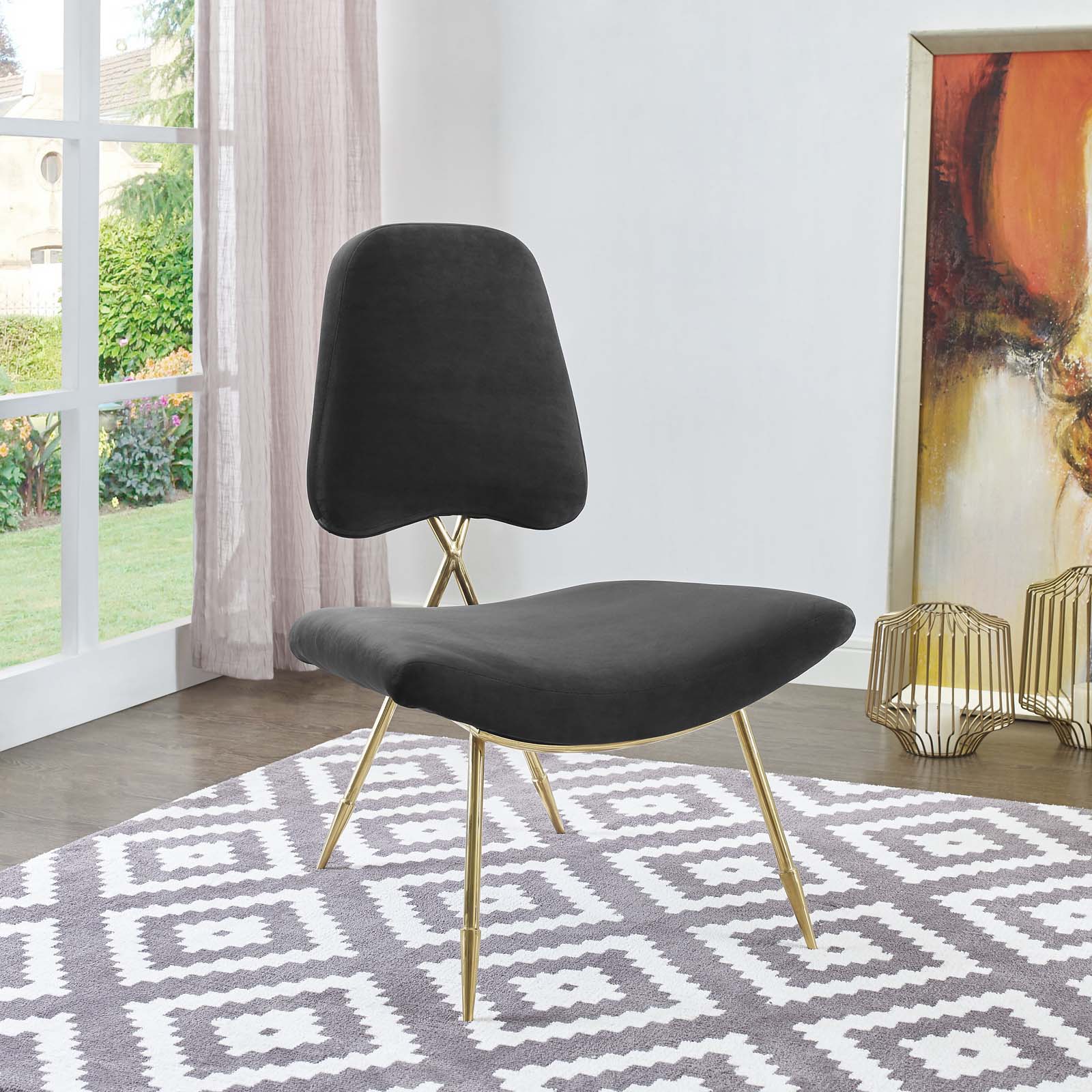 Ponder Performance Velvet Lounge Chair by Modway
