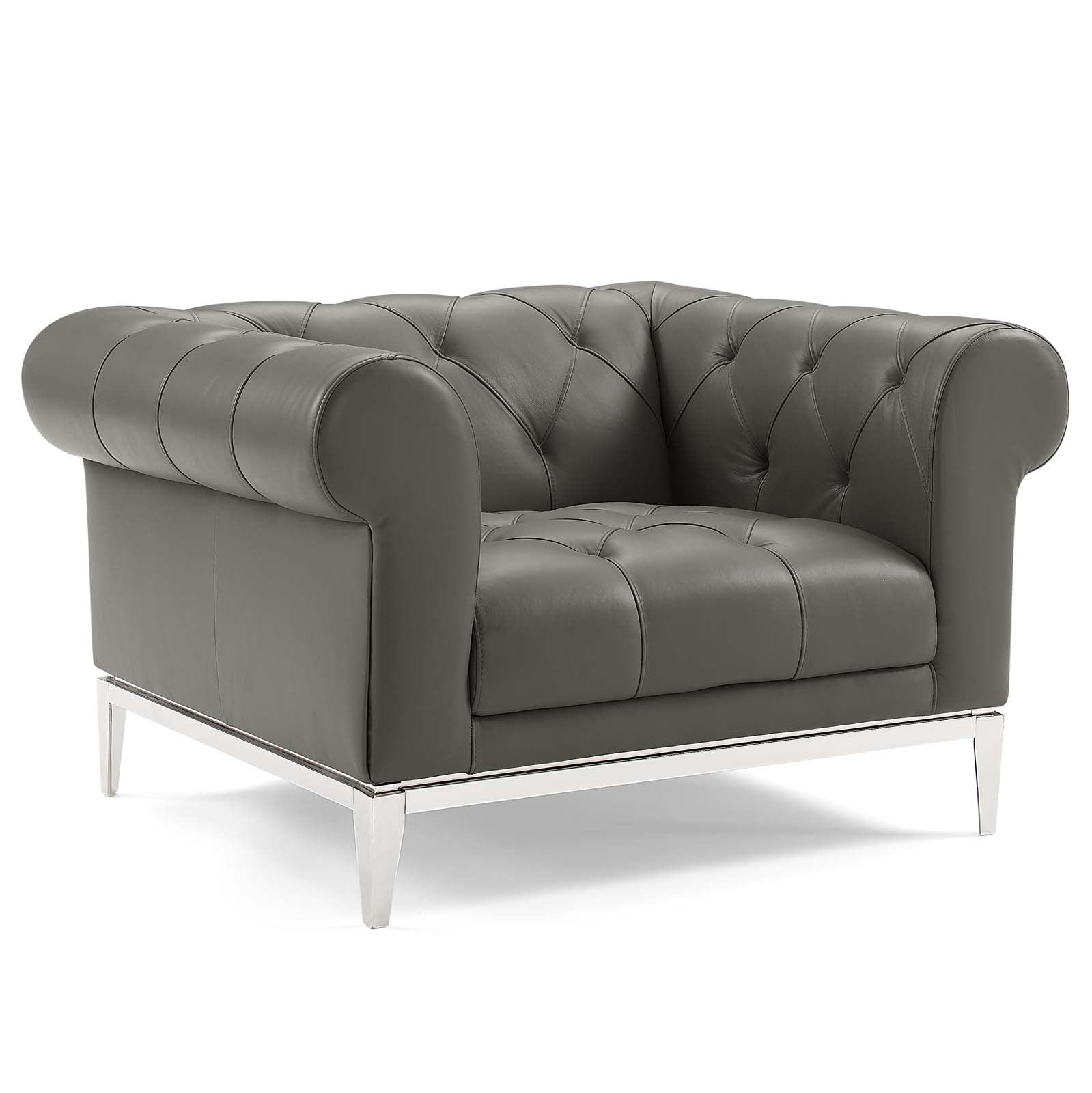 Idyll Tufted Upholstered Leather Loveseat and Armchair by Modway
