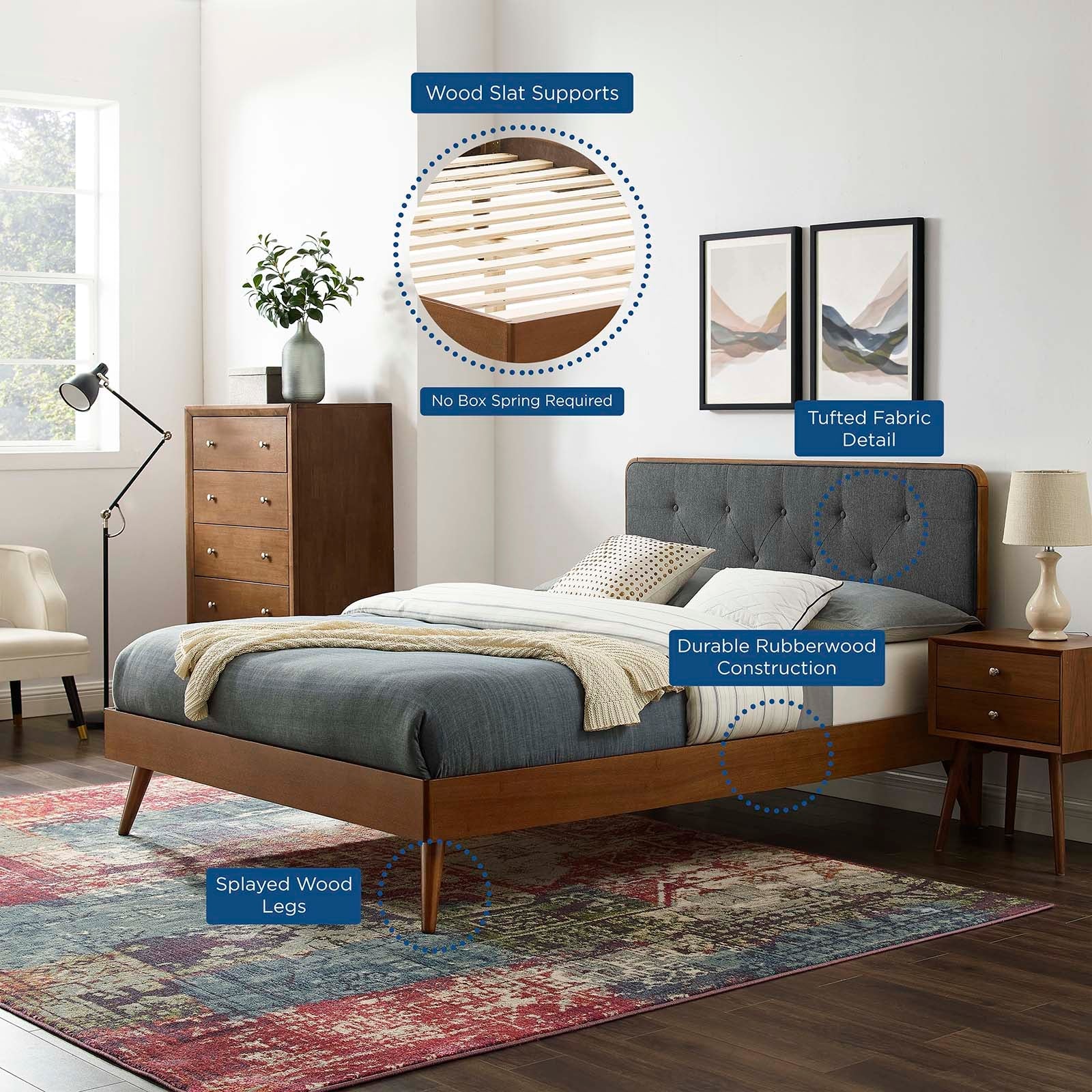 Bridgette Wood Twin Platform Bed With Splayed Legs by Modway