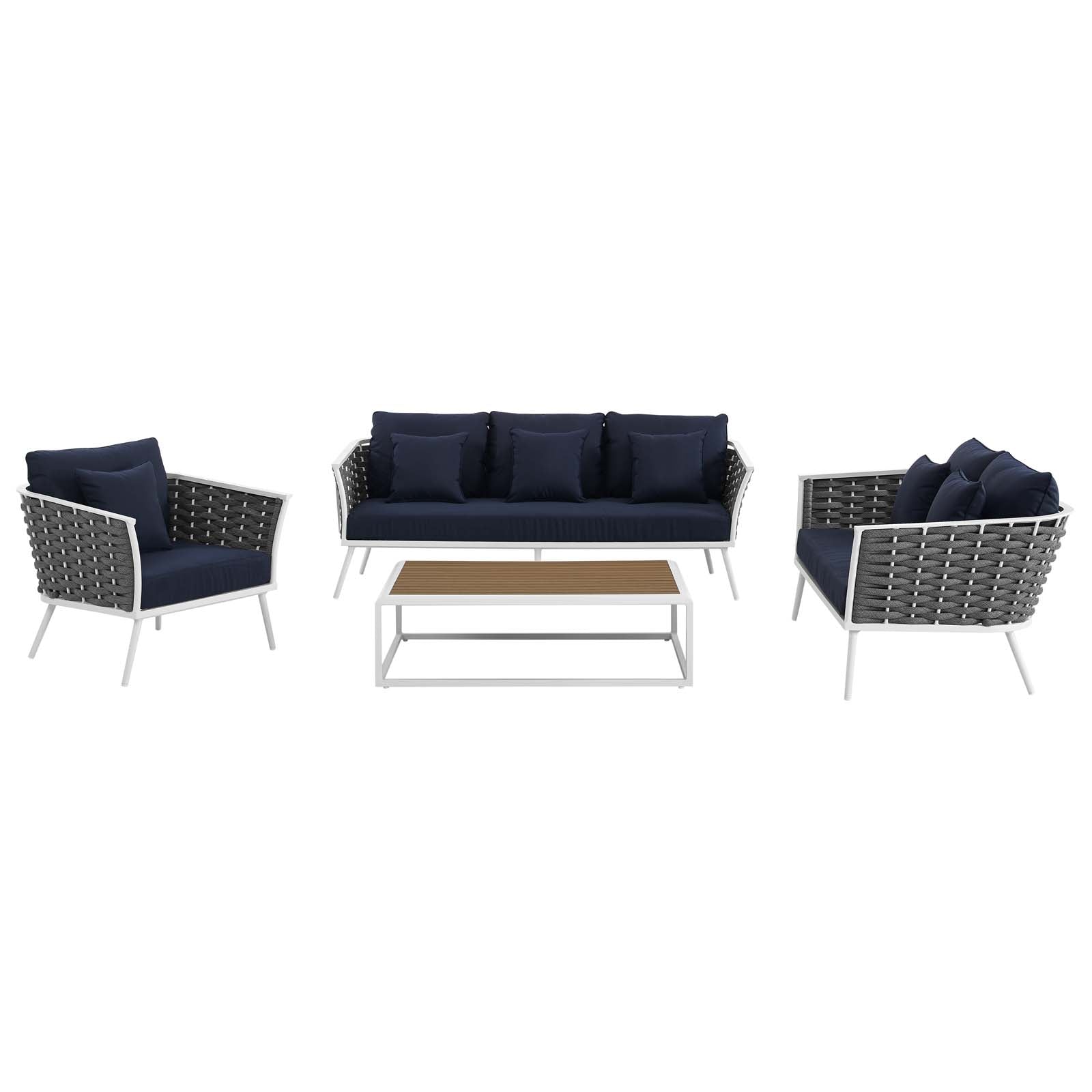 Stance 4 Piece Outdoor Patio Aluminum Sectional Sofa Set by Modway