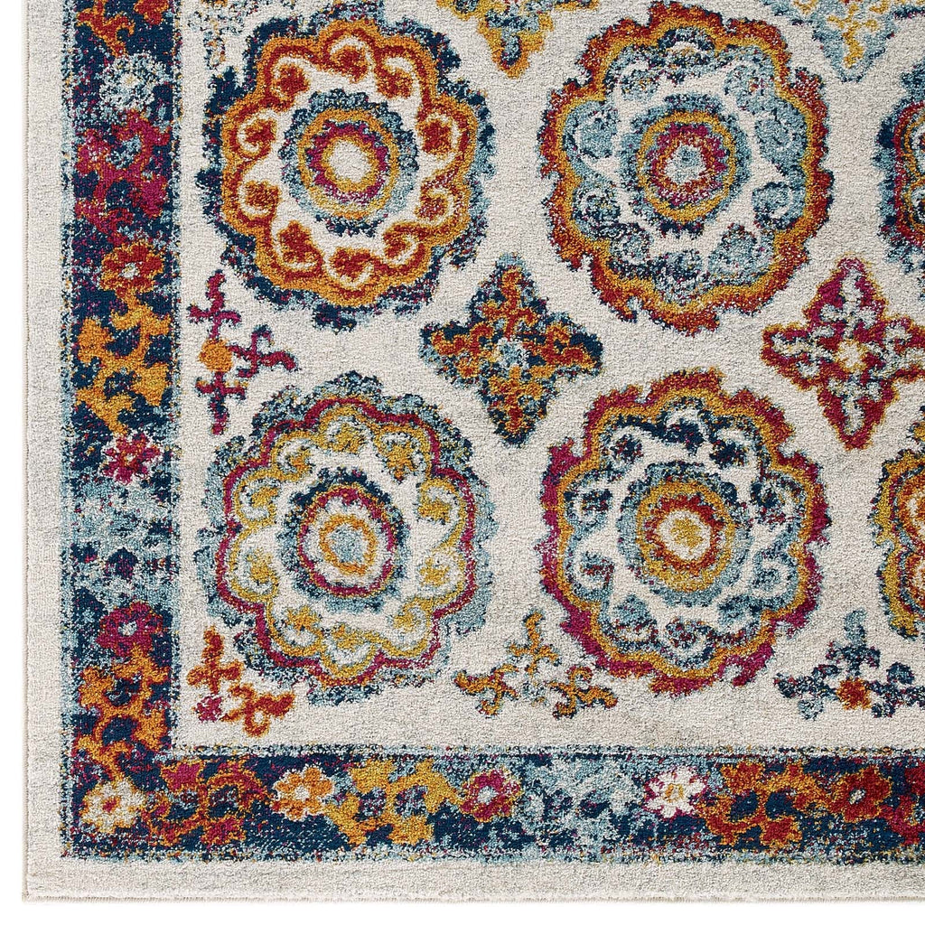 Entourage Odile Distressed Floral Moroccan Trellis 8x10 Area Rug by Modway