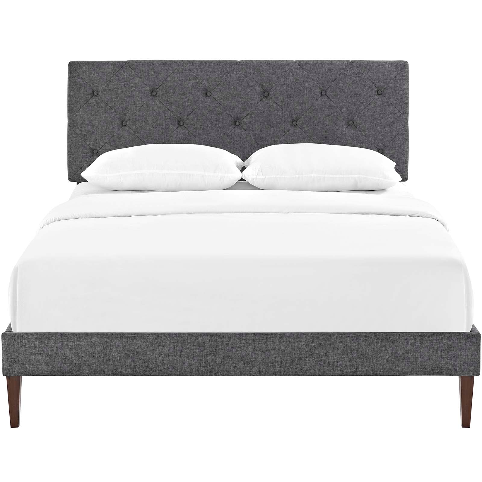 Tarah Fabric King Platform Bed with Squared Tapered Legs by Modway