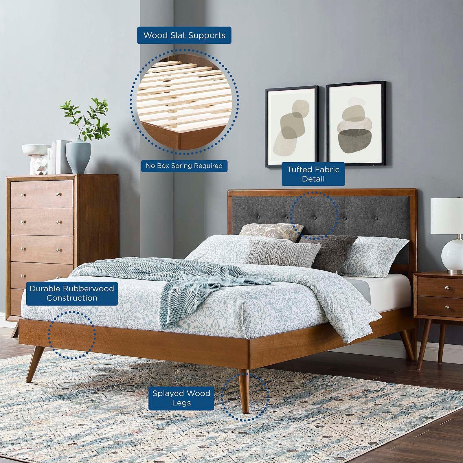 Willow Wood Full Platform Bed With Splayed Legs by Modway