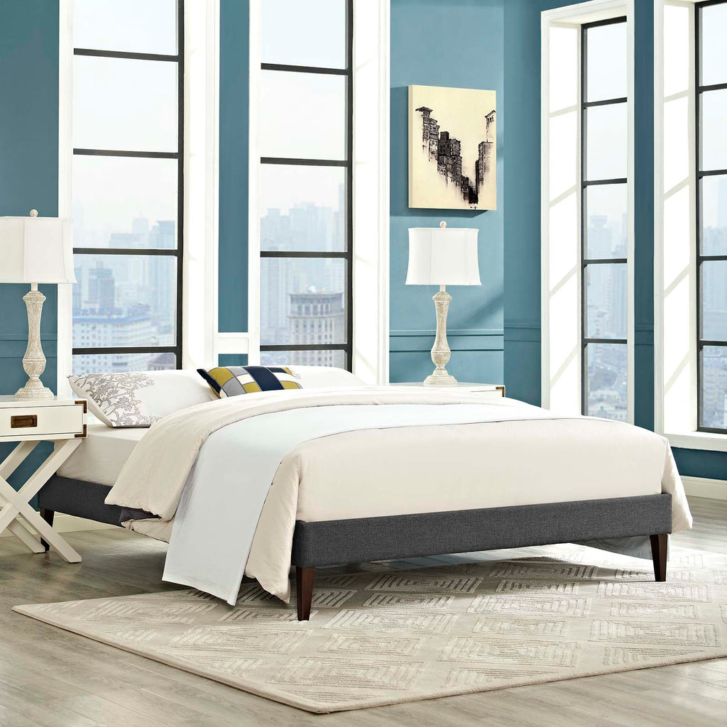 Tessie Fabric Queen Bed Frame with Squared Tapered Legs by Modway