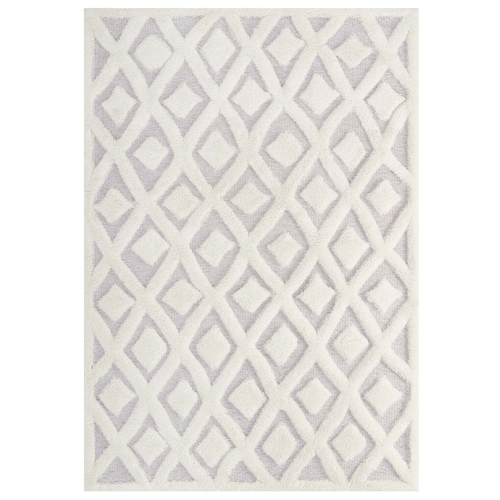 Whimsical Morsel Abstract Diamond Lattice Shag 5x8 Area Rug by Modway