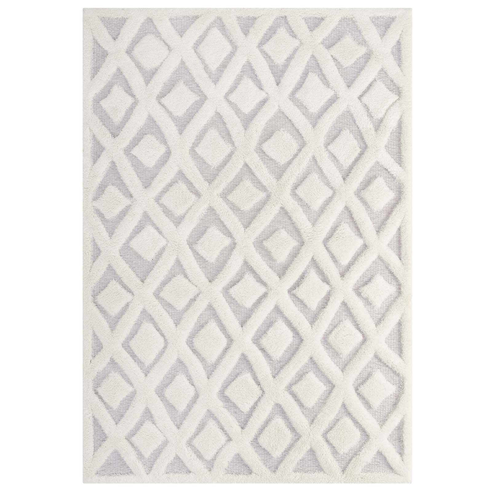 Whimsical Morsel Abstract Diamond Lattice Shag 5x8 Area Rug by Modway