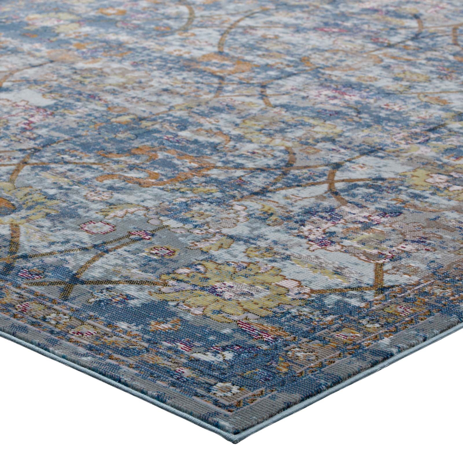 Minu Distressed Floral Lattice 5x8 Area Rug by Modway