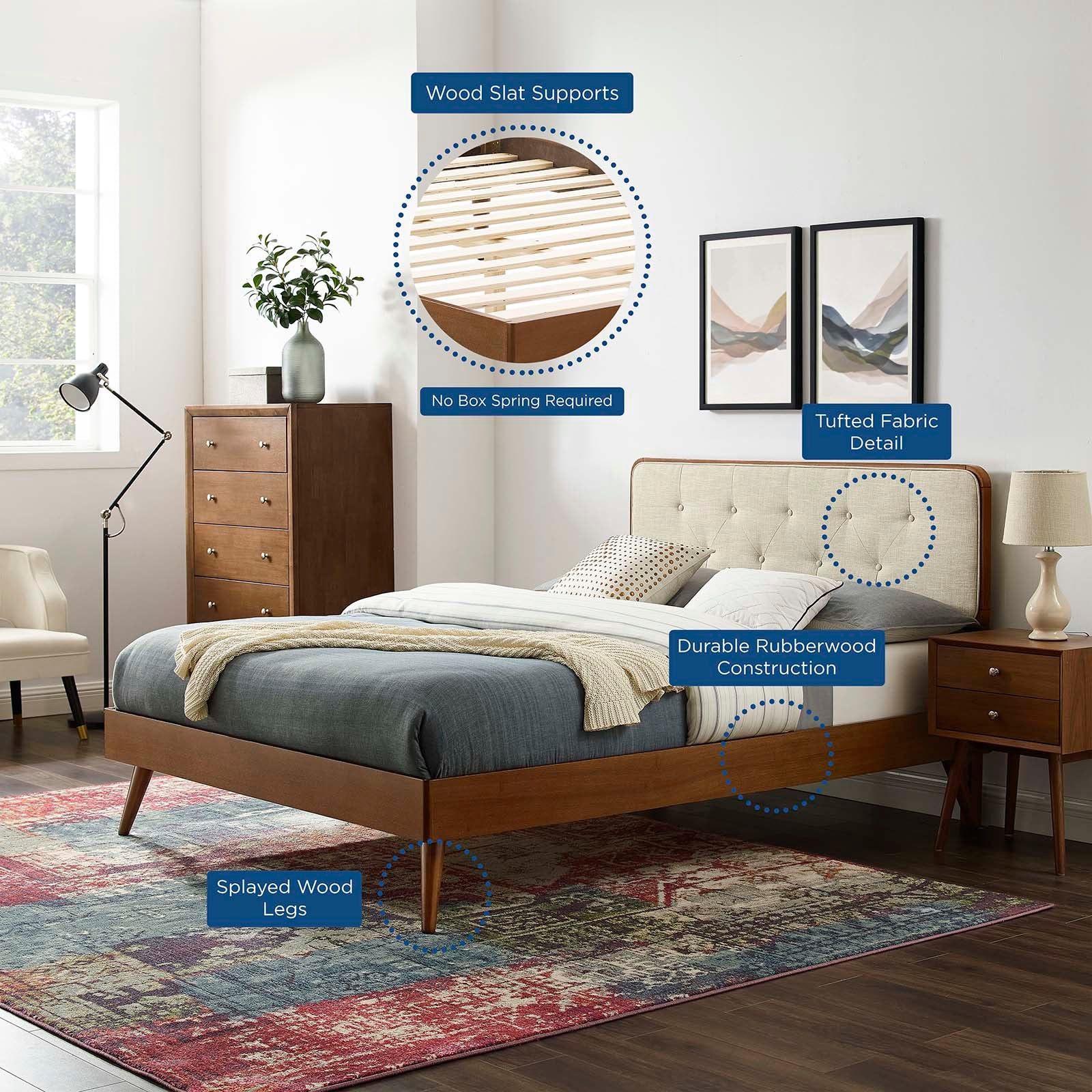Bridgette Wood Full Platform Bed With Splayed Legs by Modway